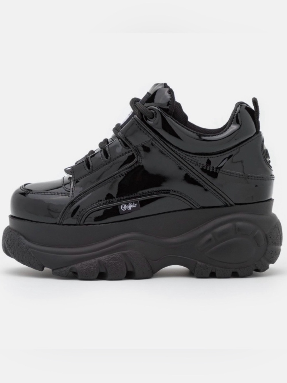 Buffalo London: Women's Platform Patent Leather Sneakers - Black - Picture 7 of 10